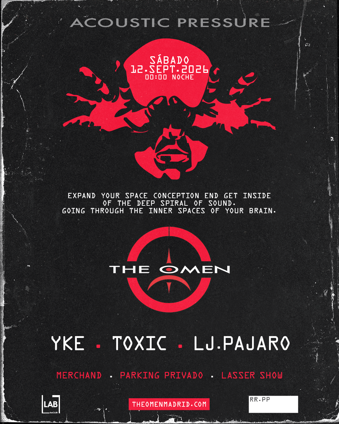 Cartel oficial de The Omen 1994, sábado 12 de septiembre de 2026 en LAB theCLUB
